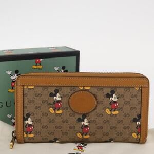 GUCCI X DISNEY GG Supreme Monogram Mickey Mouse Zip Around Wallet